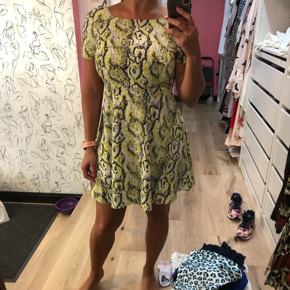 Yellow snake print French Connection dress